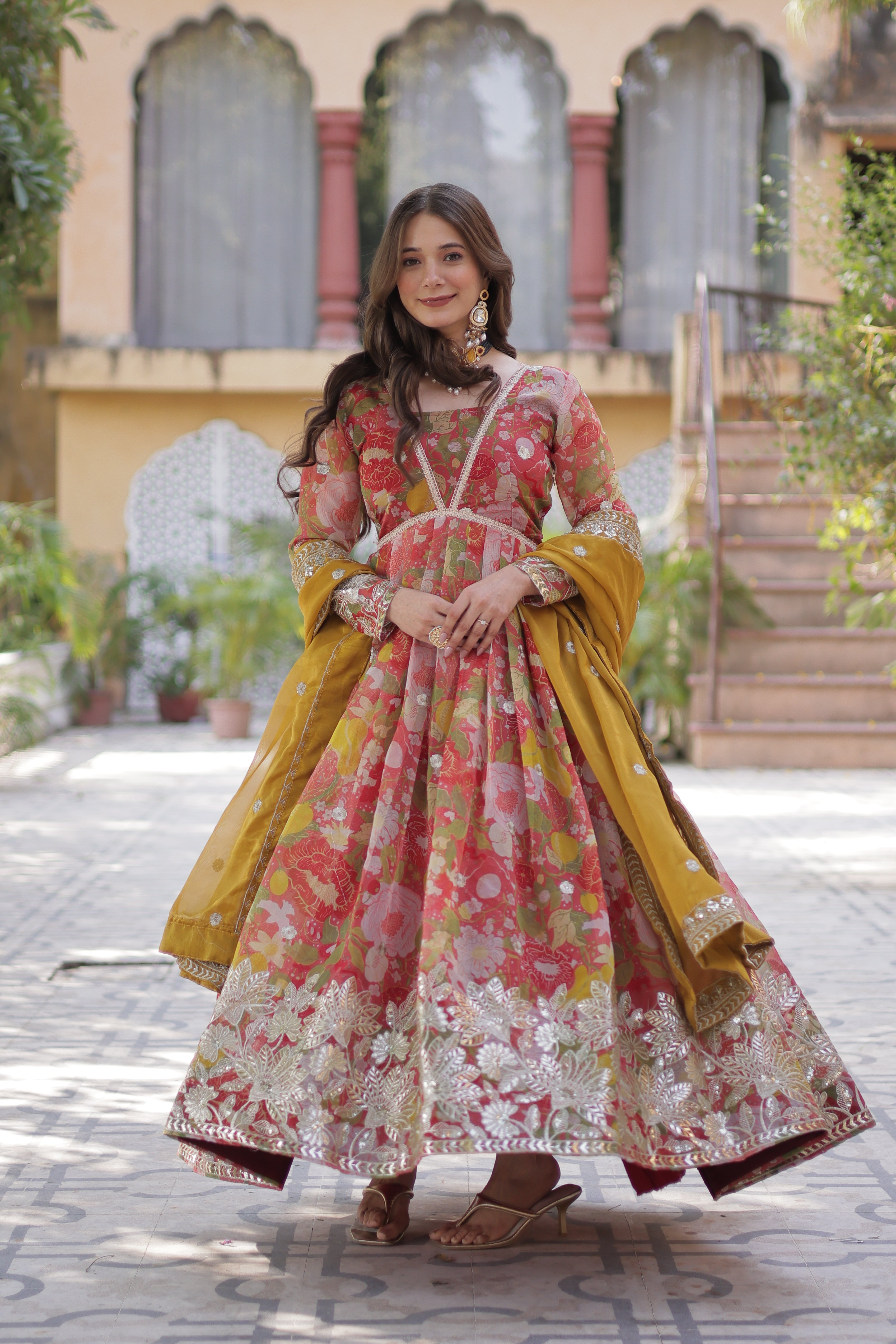 Silk Embroidery Anarkali Dress With Dupatta
