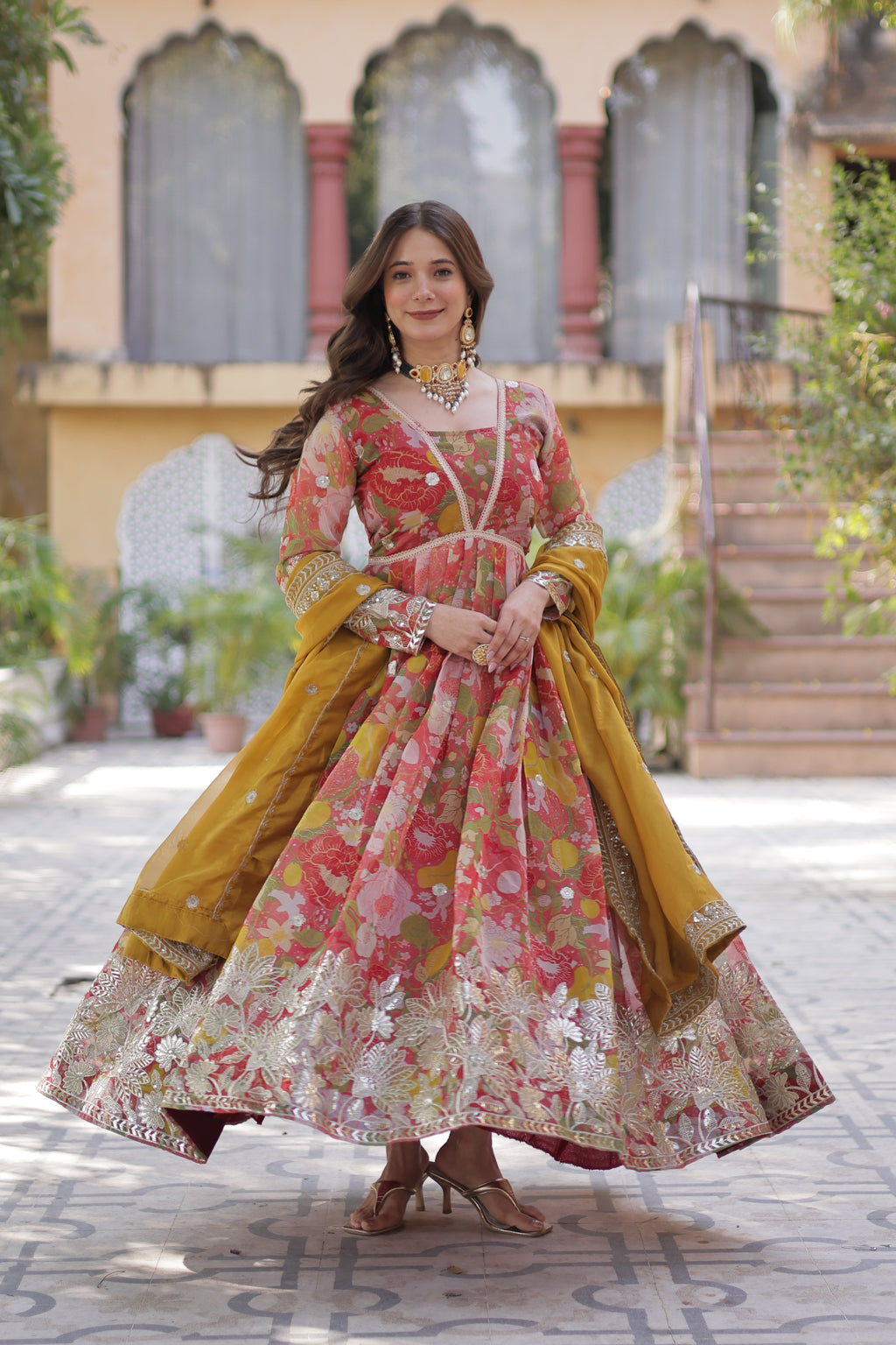 Silk Embroidery Anarkali Dress With Dupatta