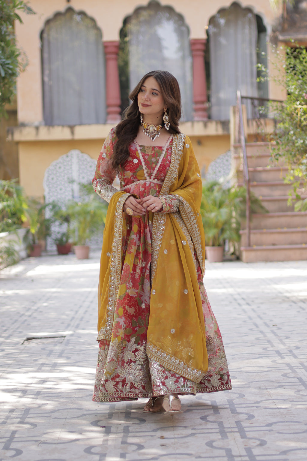 Silk Embroidery Anarkali Dress With Dupatta
