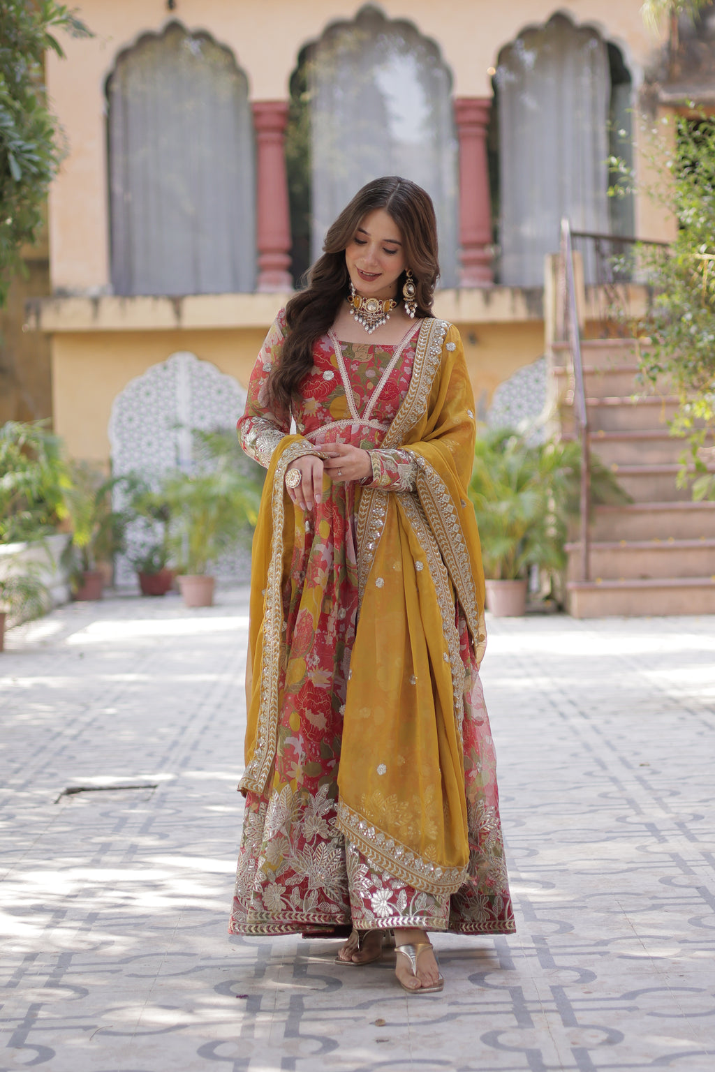 Silk Embroidery Anarkali Dress With Dupatta