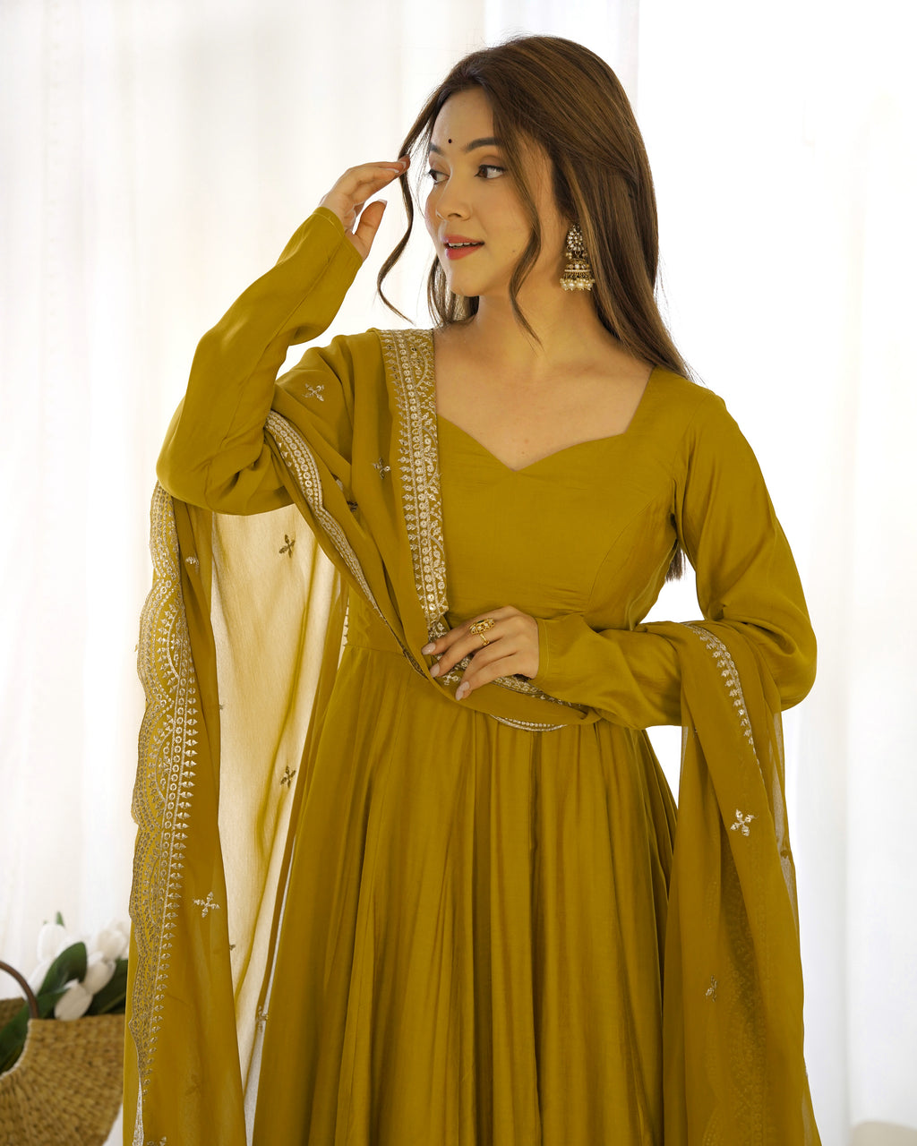 Yellow Silk Anarkali Suit With Yellow Dupatta 1