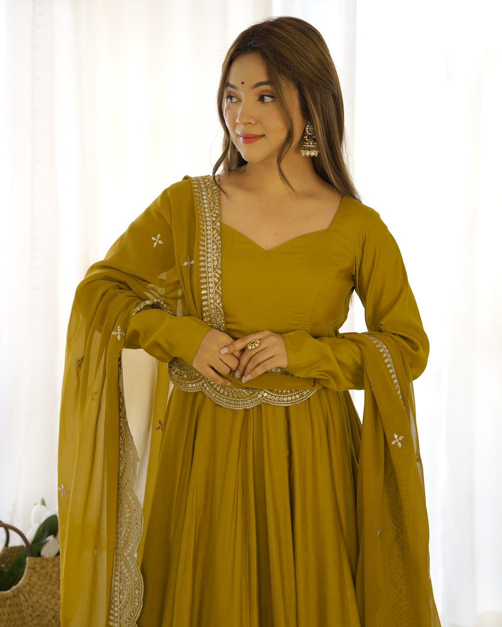 Yellow Silk Anarkali Suit With Yellow Dupatta 2