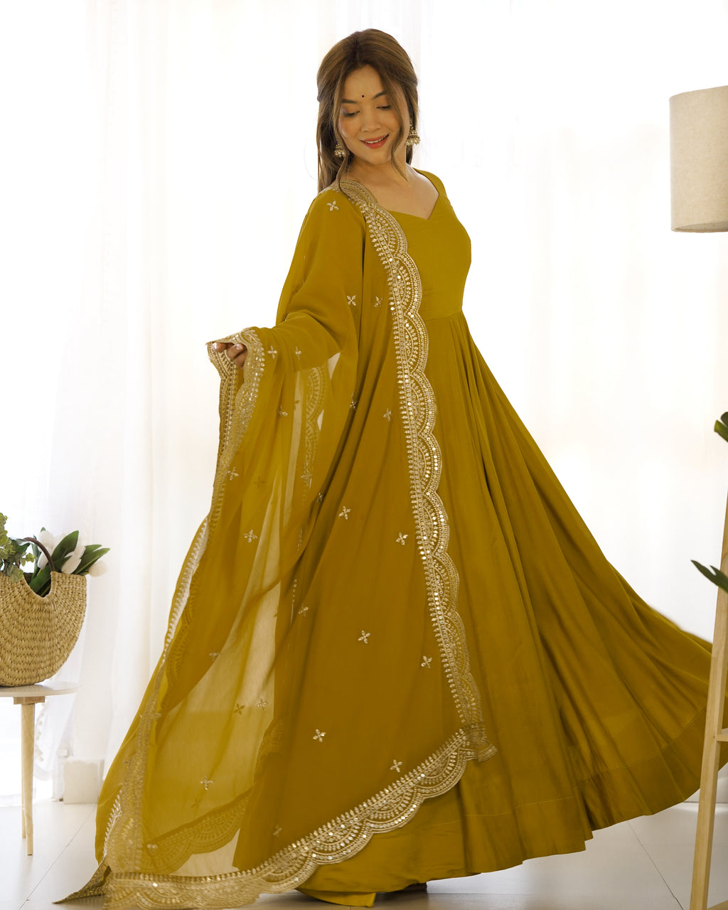 Yellow Silk Anarkali Suit With Yellow Dupatta 3
