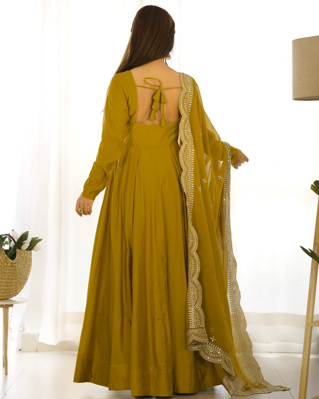 Yellow Silk Anarkali Suit With Yellow Dupatta 4
