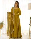 Yellow Silk Anarkali Suit With Yellow Dupatta main