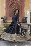 black georgette gown with dupatta 