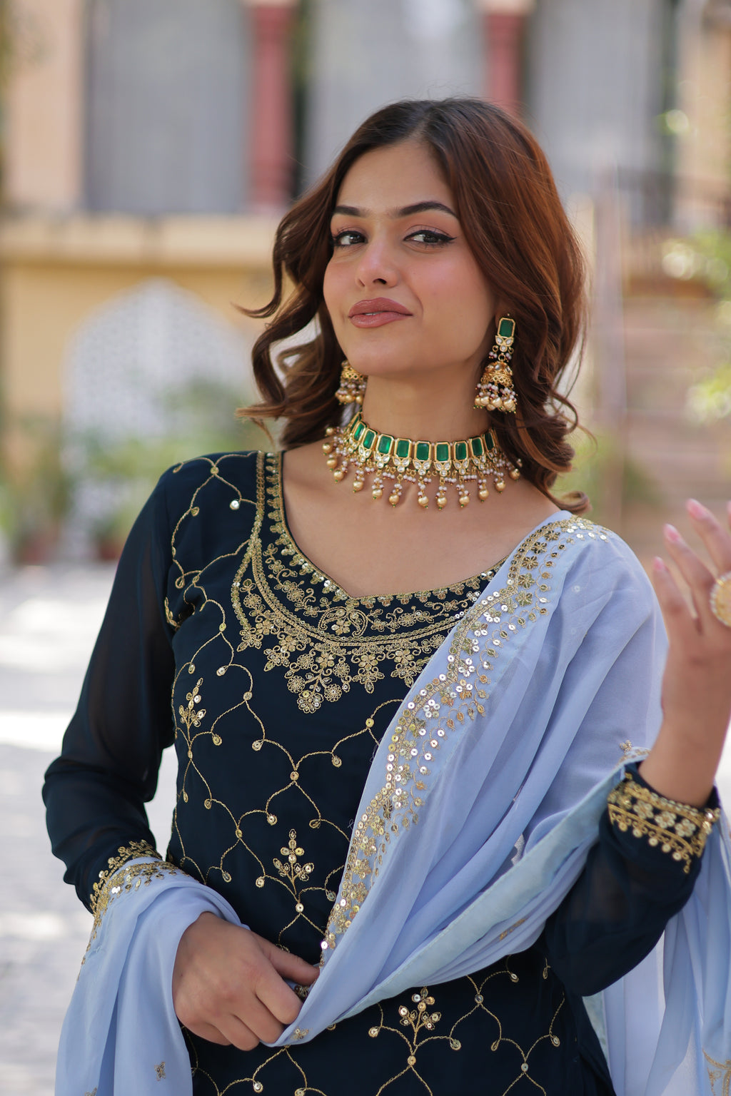 blue sharara suit 