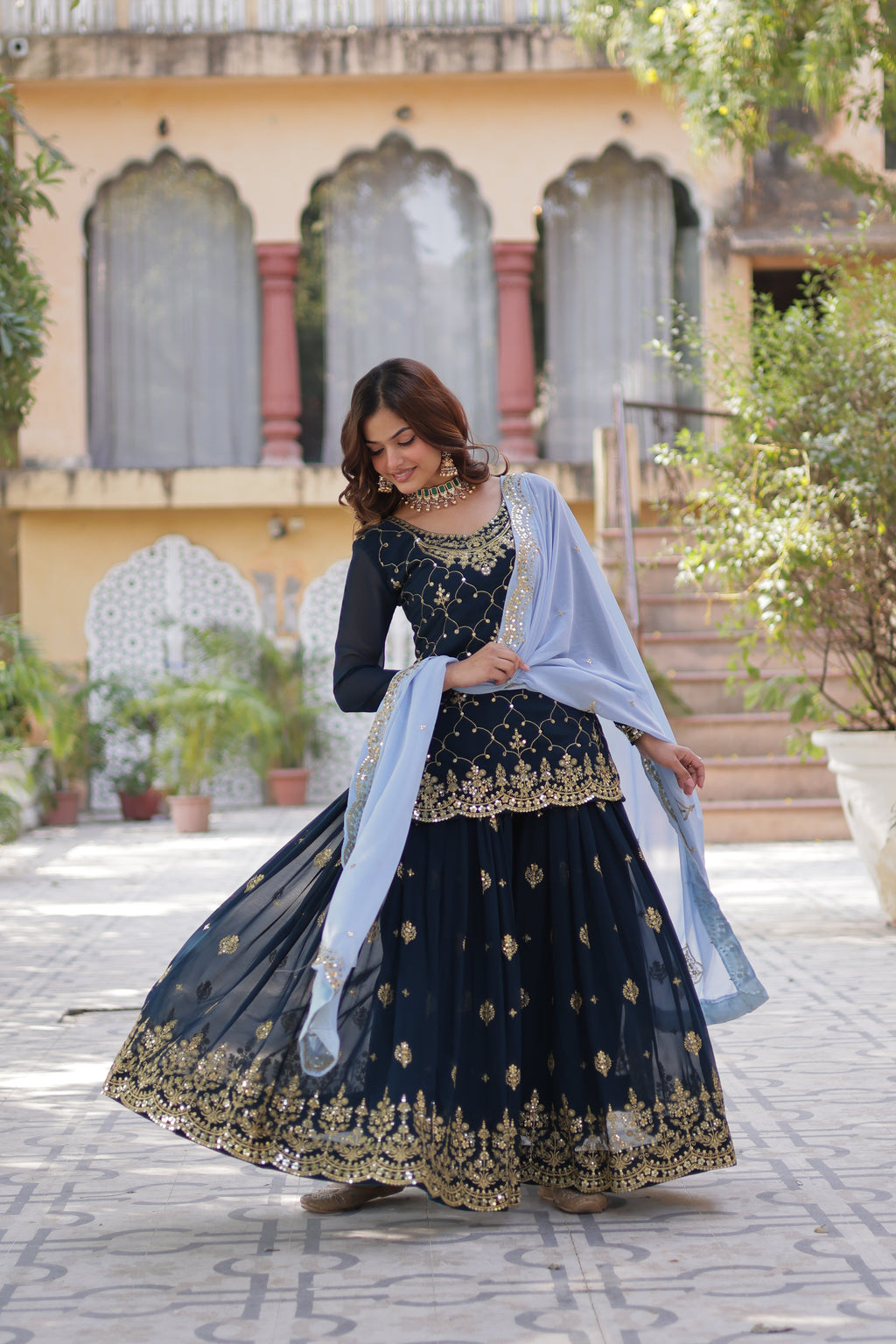 blue sharara suit 