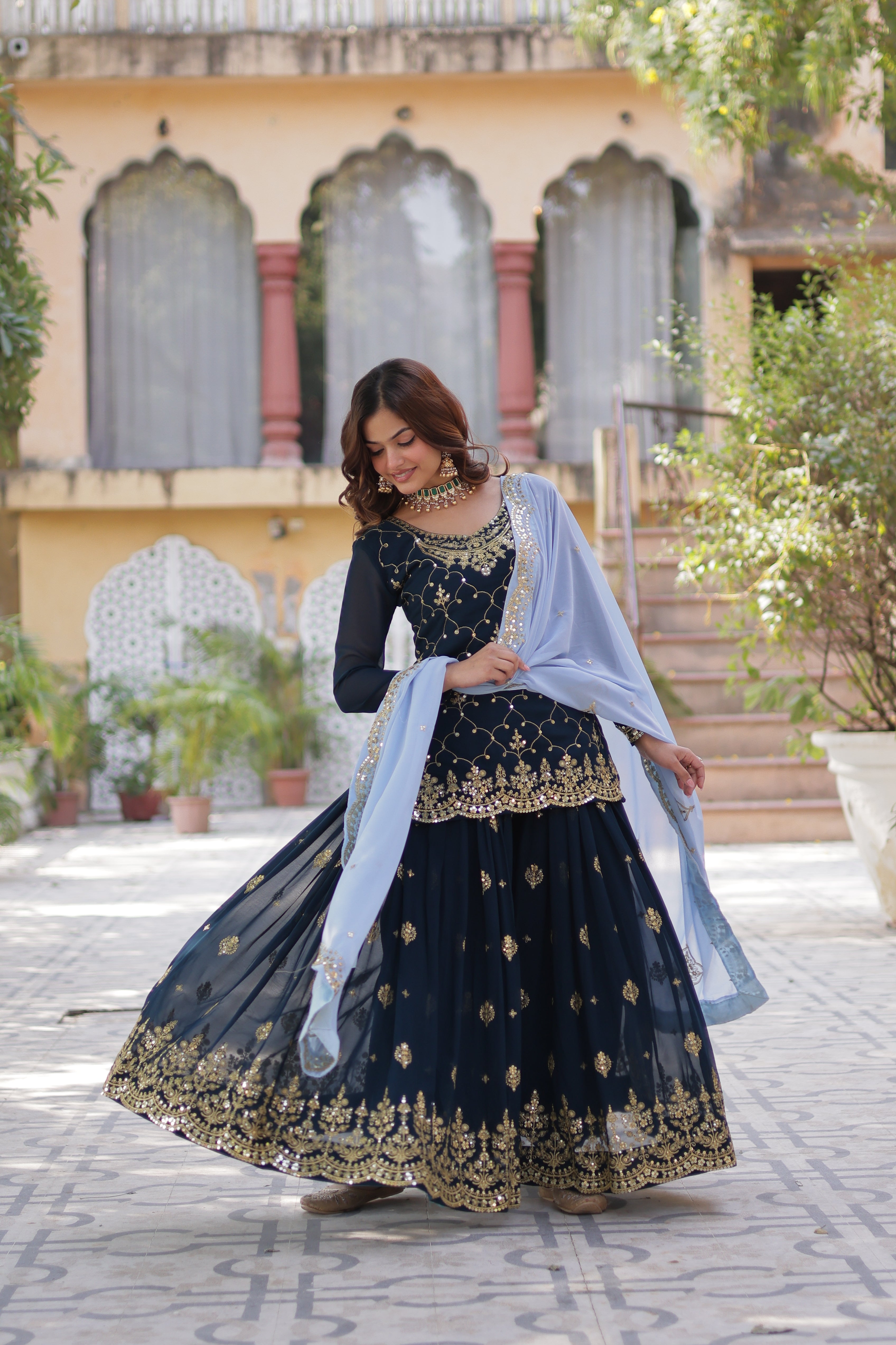 blue sharara suit 