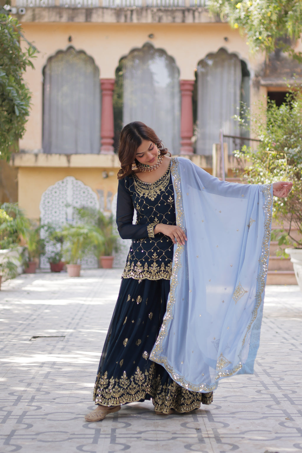 blue sharara suit 