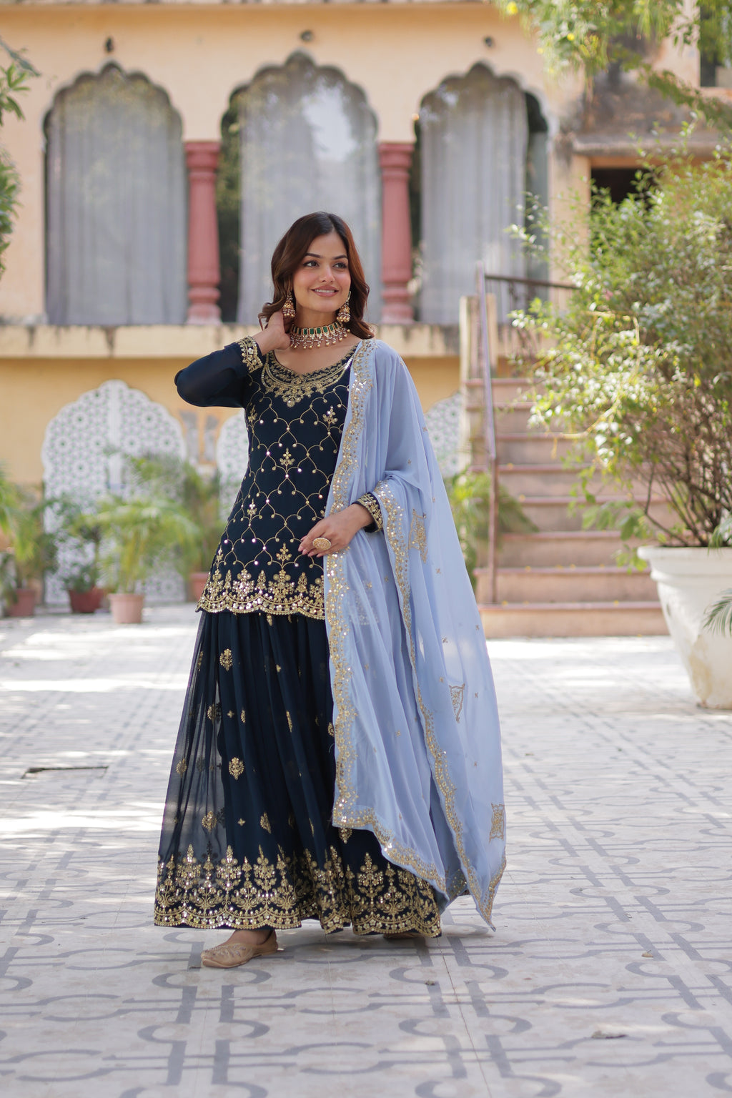 blue sharara suit 