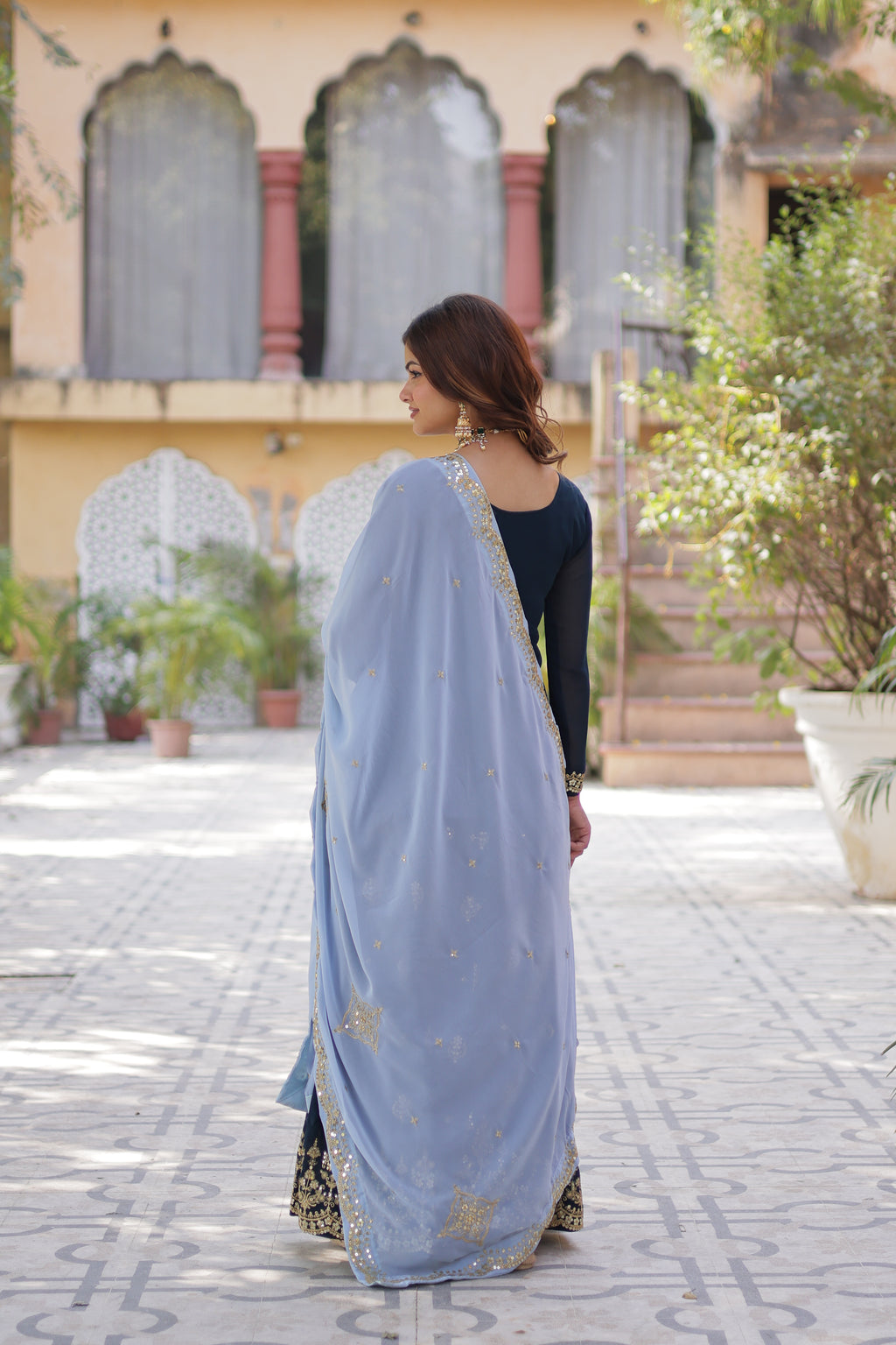 blue sharara suit 
