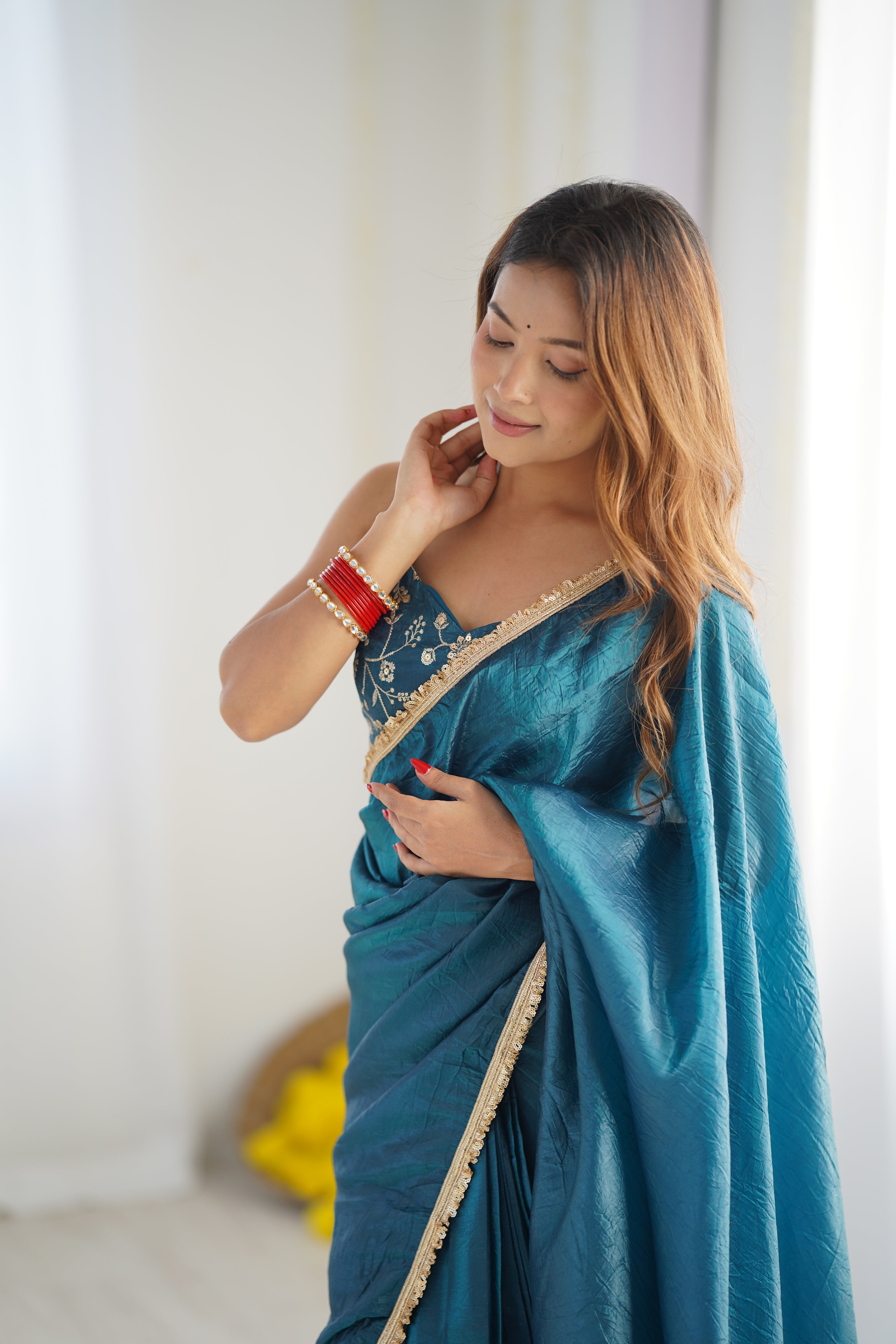 blue silk saree 
