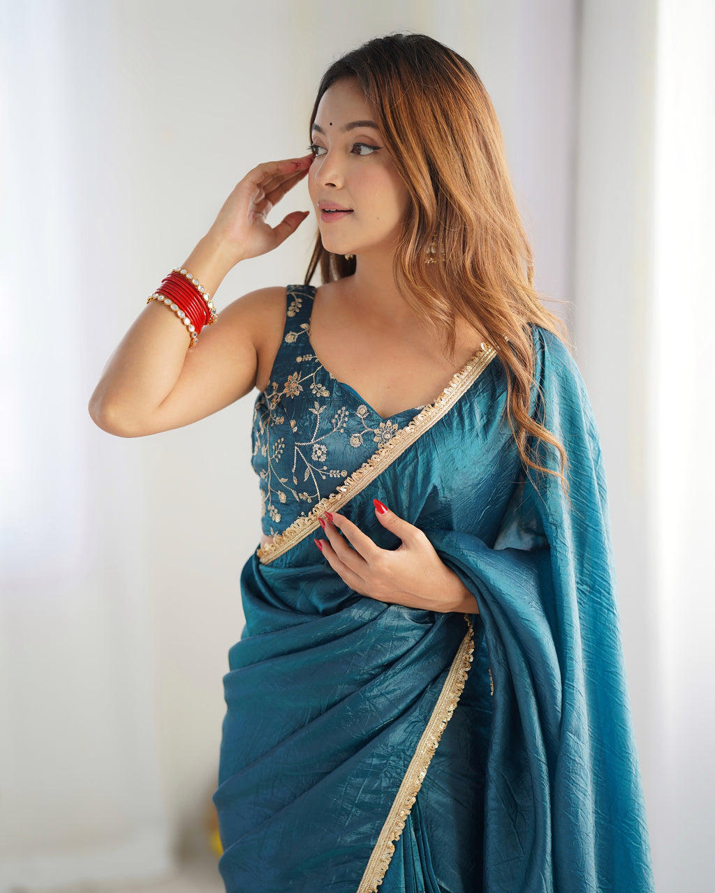 blue silk saree 