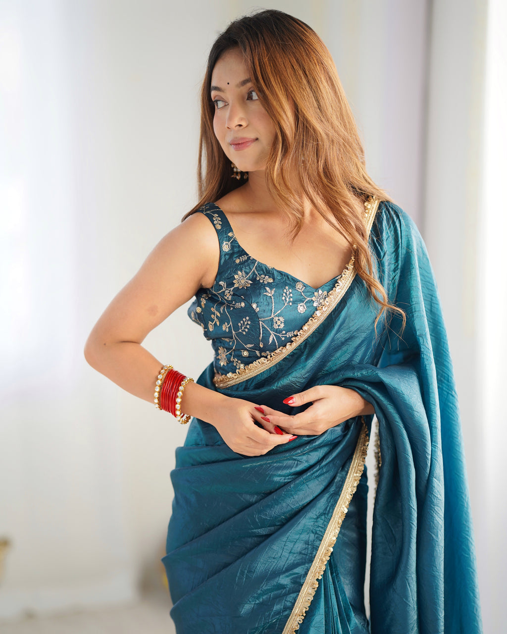 blue silk saree 