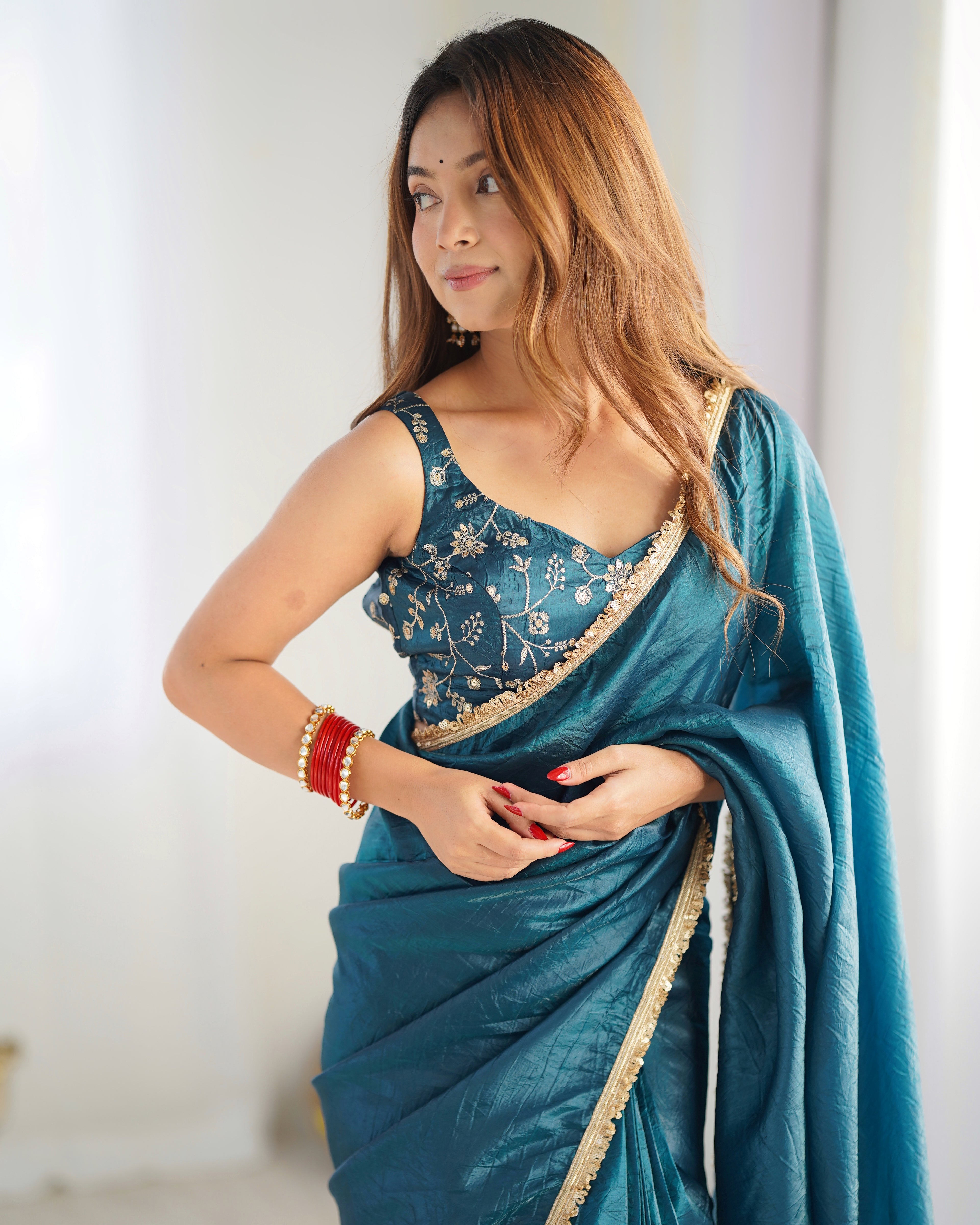 blue silk saree 