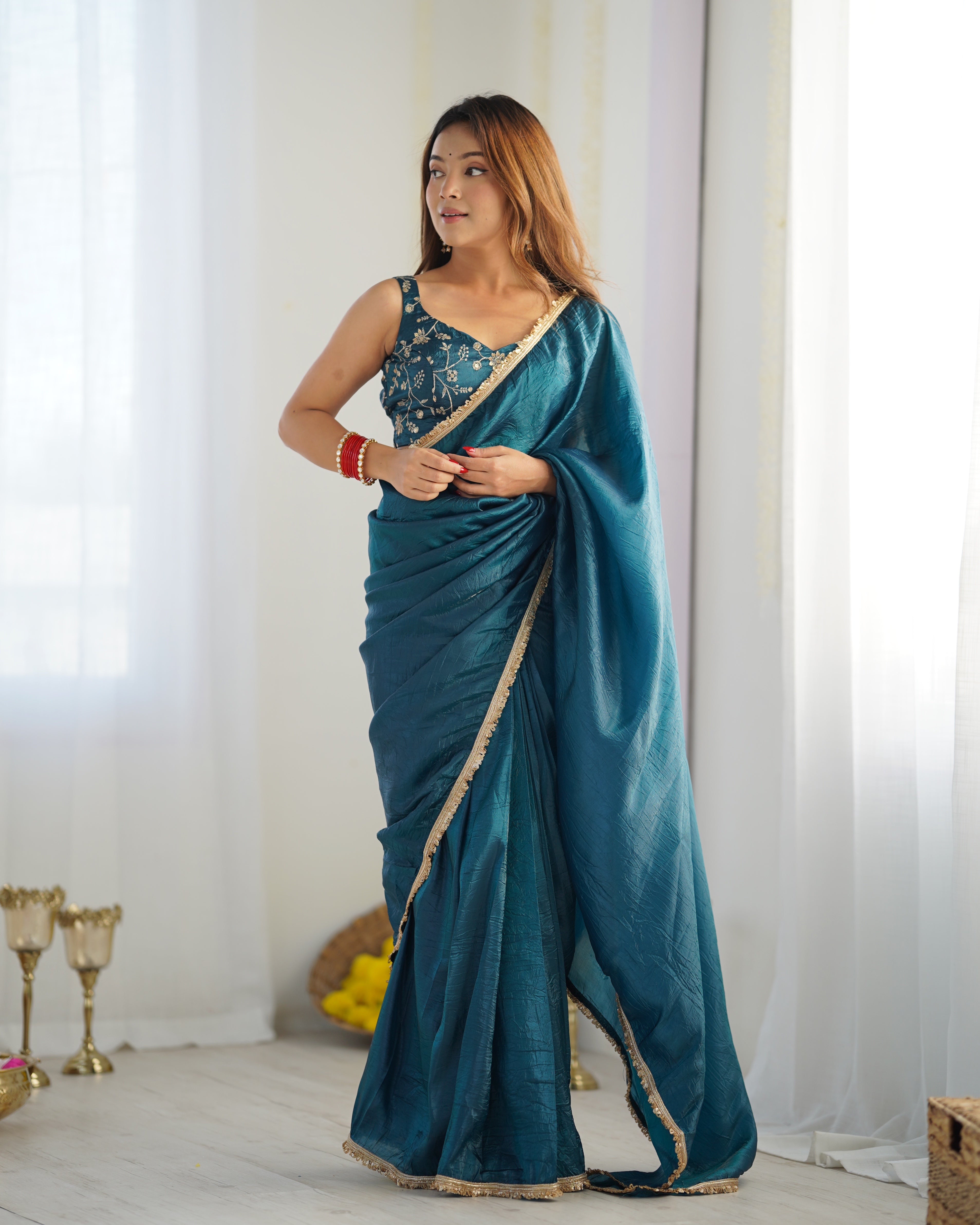 blue silk saree 