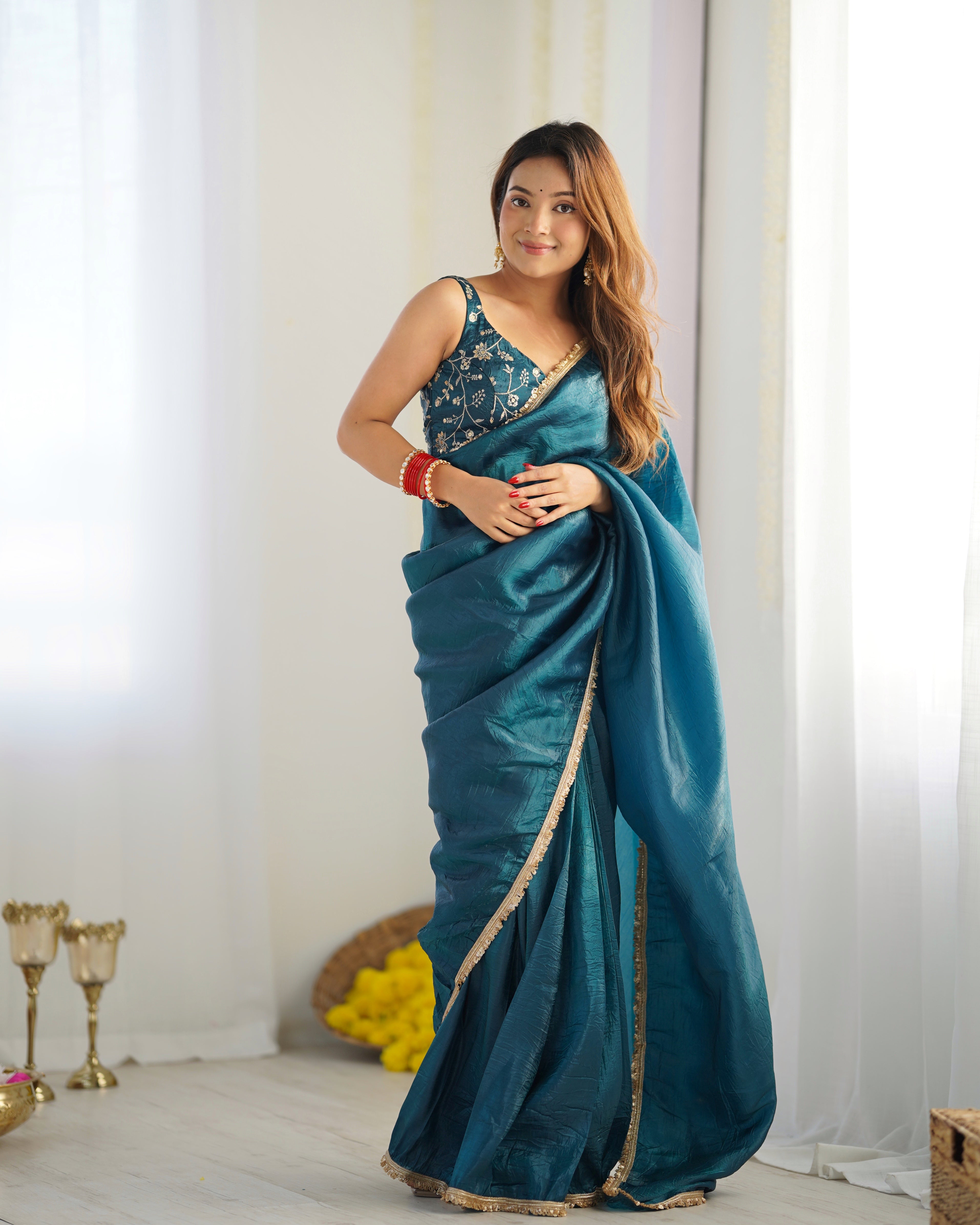 blue silk saree 