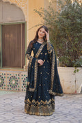 embroidered gown with dupatta main