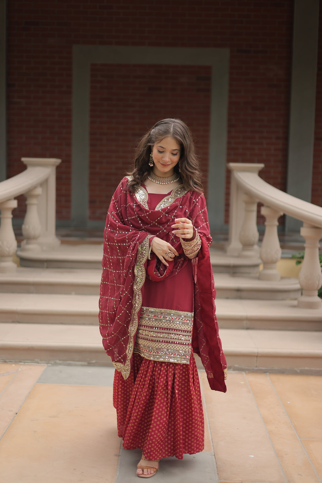 embroidered sharara suit set 