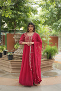 georgette embroidered gown with dupatta main