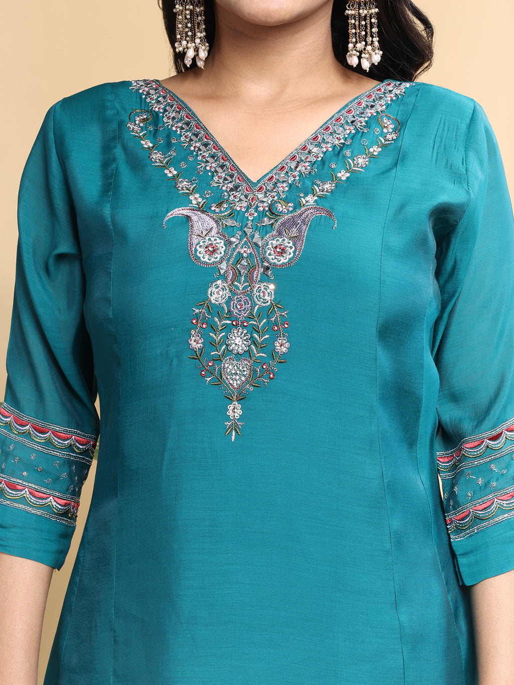 Rama Mal Cotton Embroidery With Hand Work Kurta Set