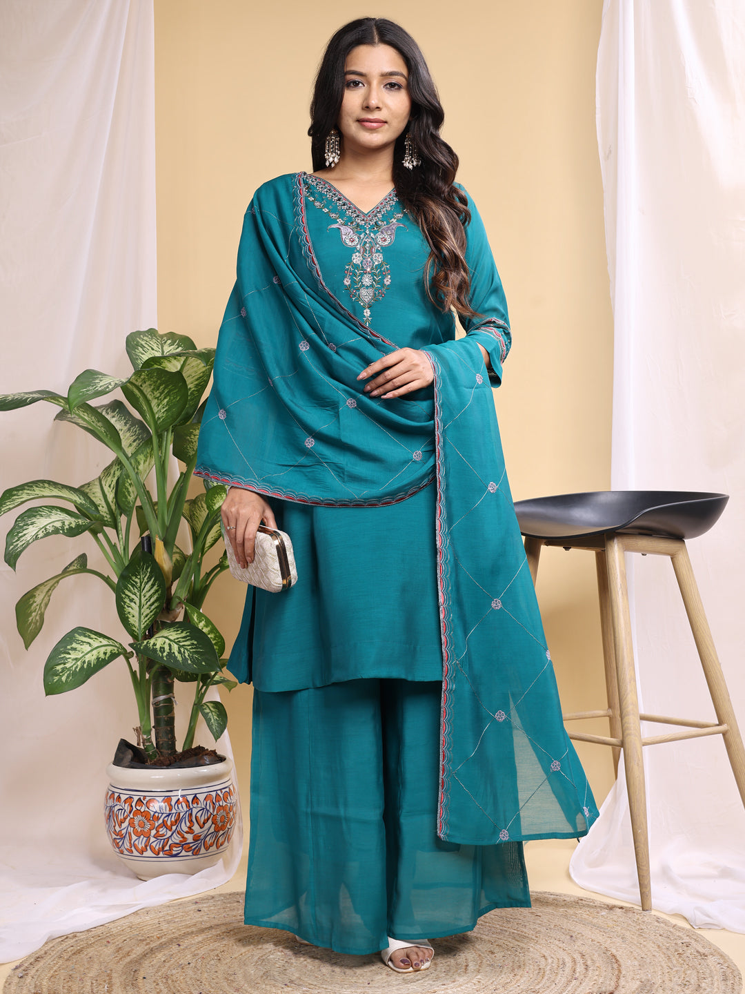 Rama Mal Cotton Embroidery With Hand Work Kurta Set