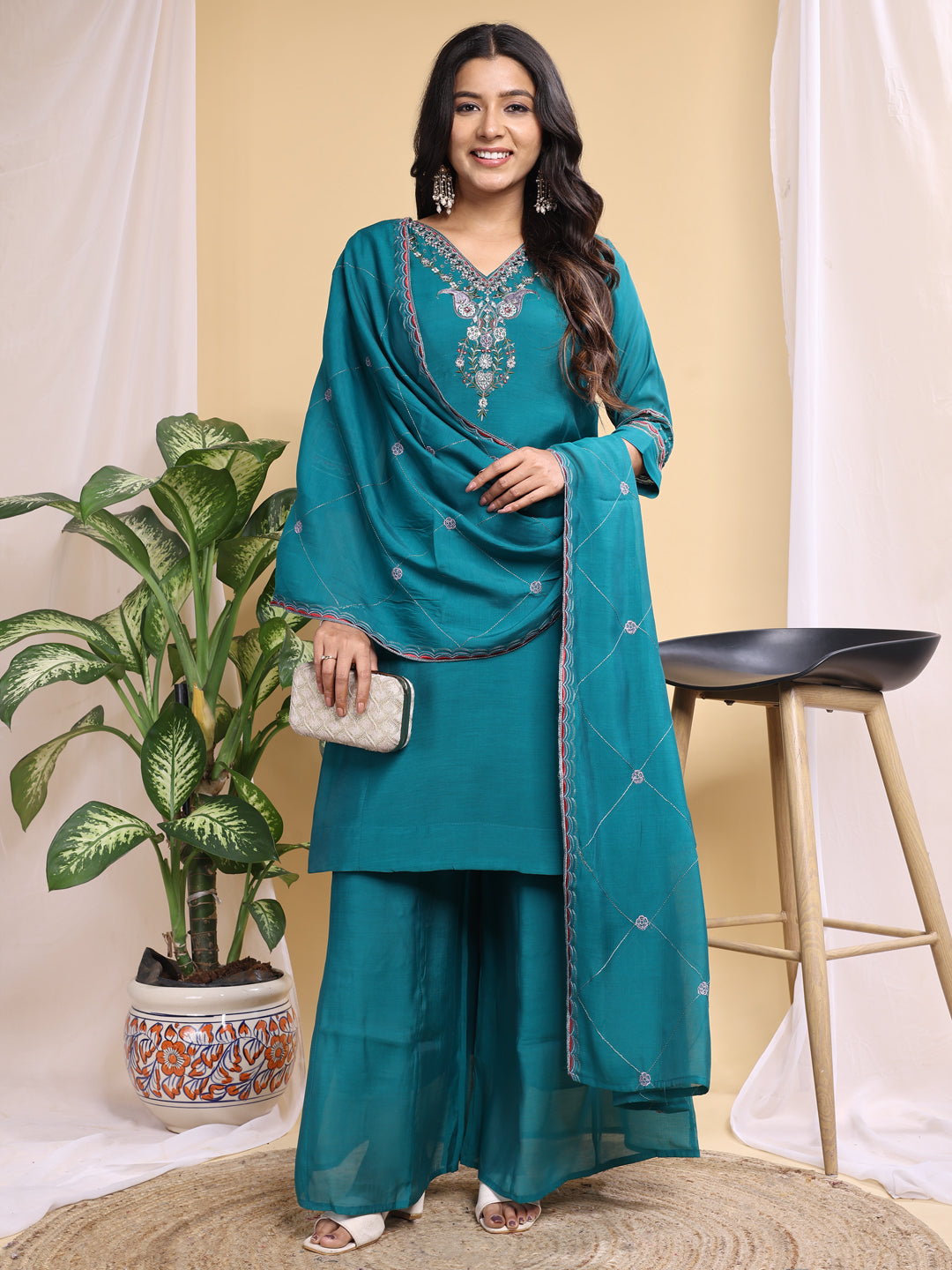 Rama Mal Cotton Embroidery With Hand Work Kurta Set