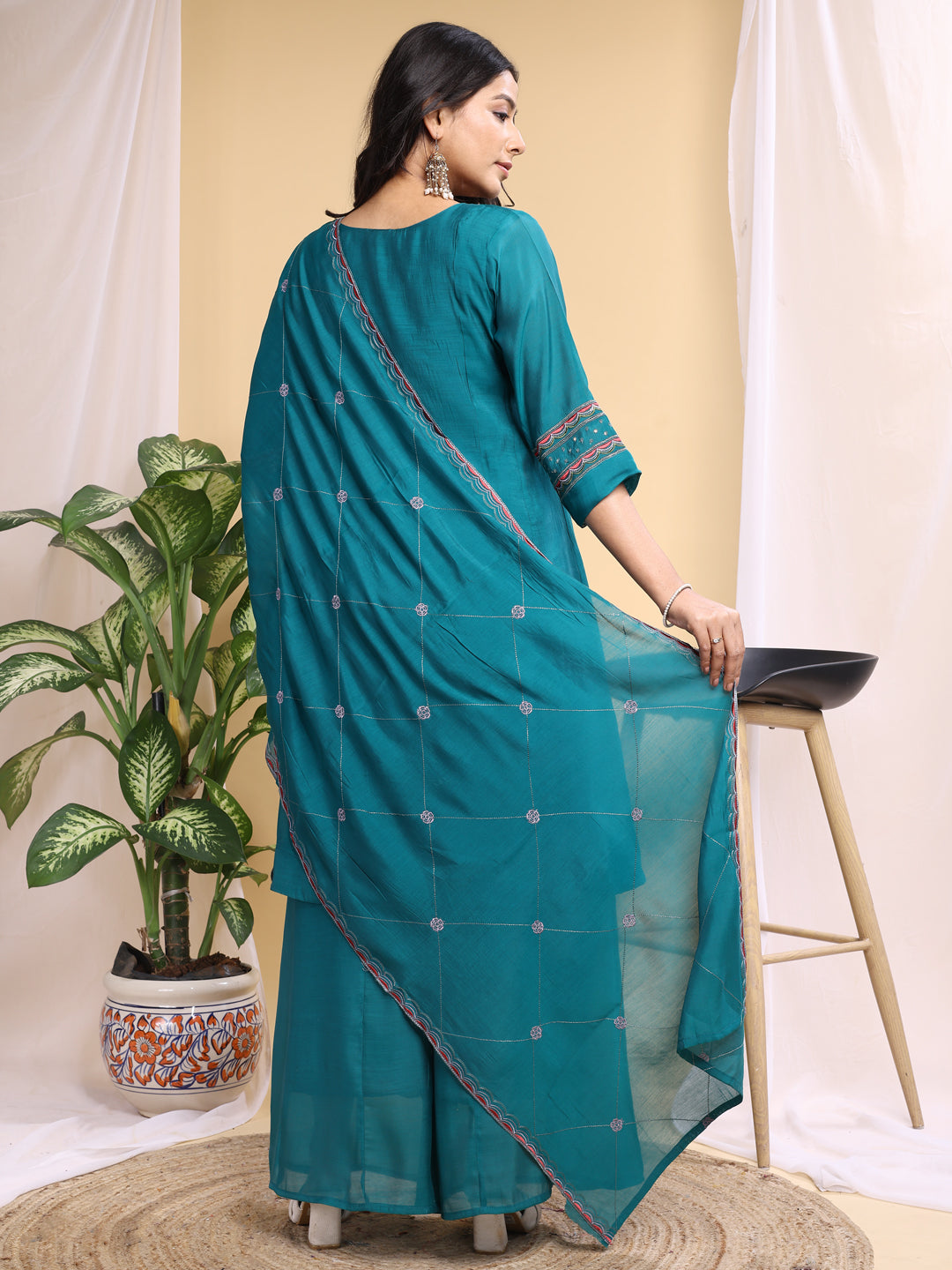 Rama Mal Cotton Embroidery With Hand Work Kurta Set