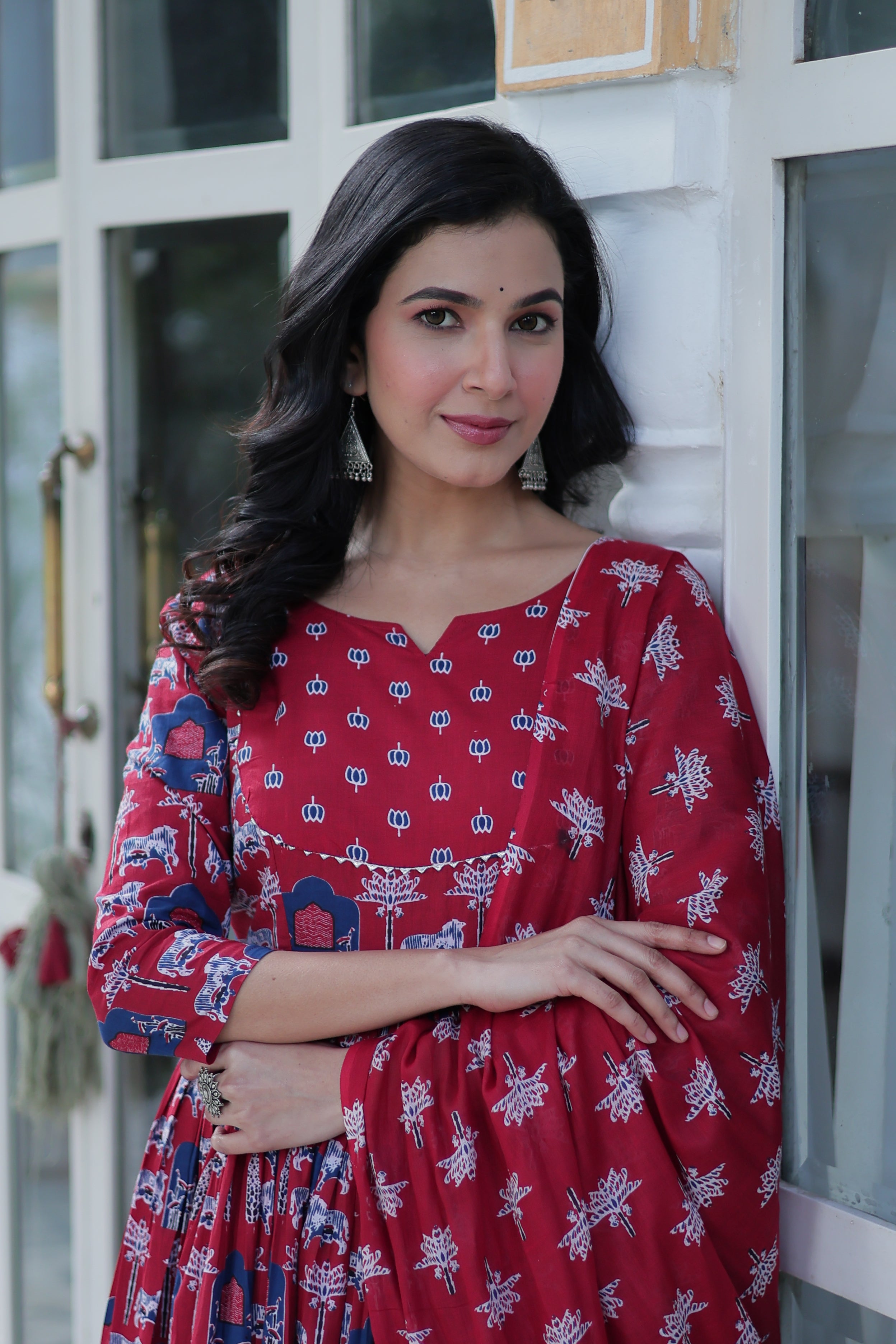 maroon long kurta plazo 