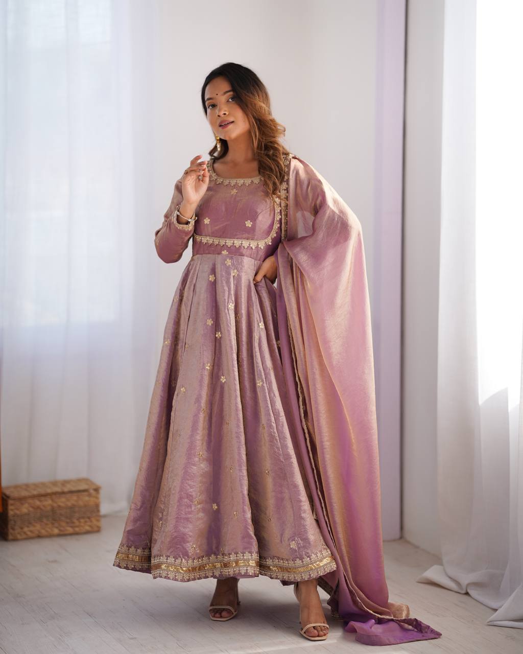 Pink Silk Anarkali Suit Set