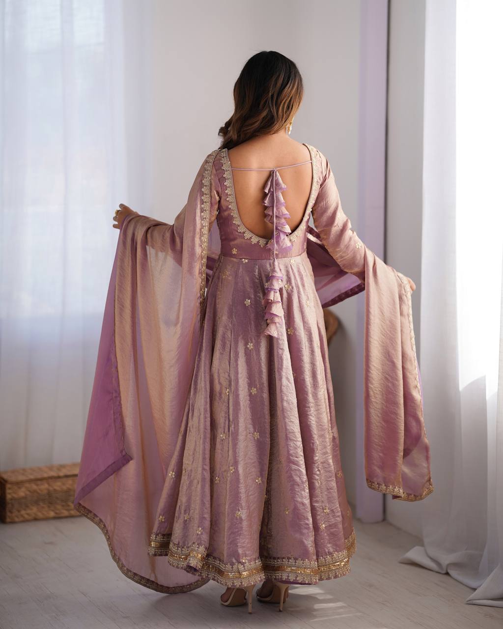 Pink Silk Anarkali Suit Set