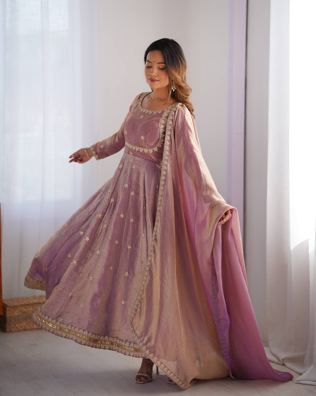 Pink Silk Anarkali Suit Set