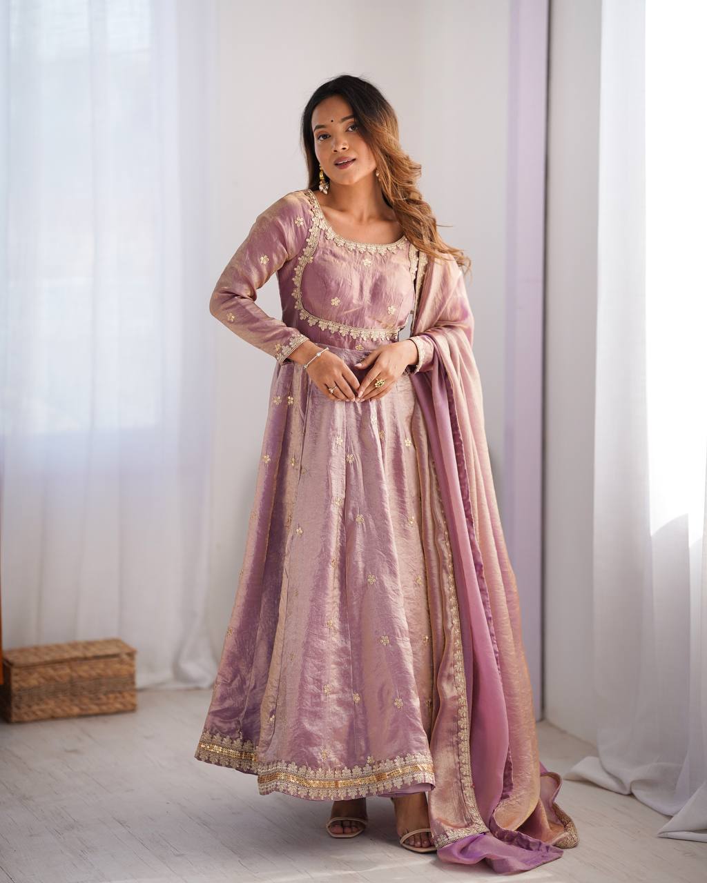 Pink Silk Anarkali Suit Set