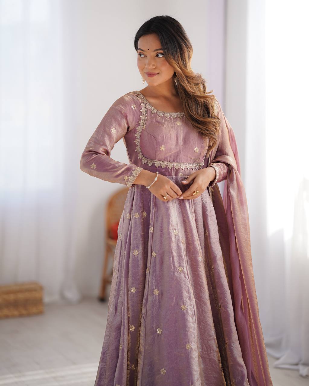 Pink Silk Anarkali Suit Set