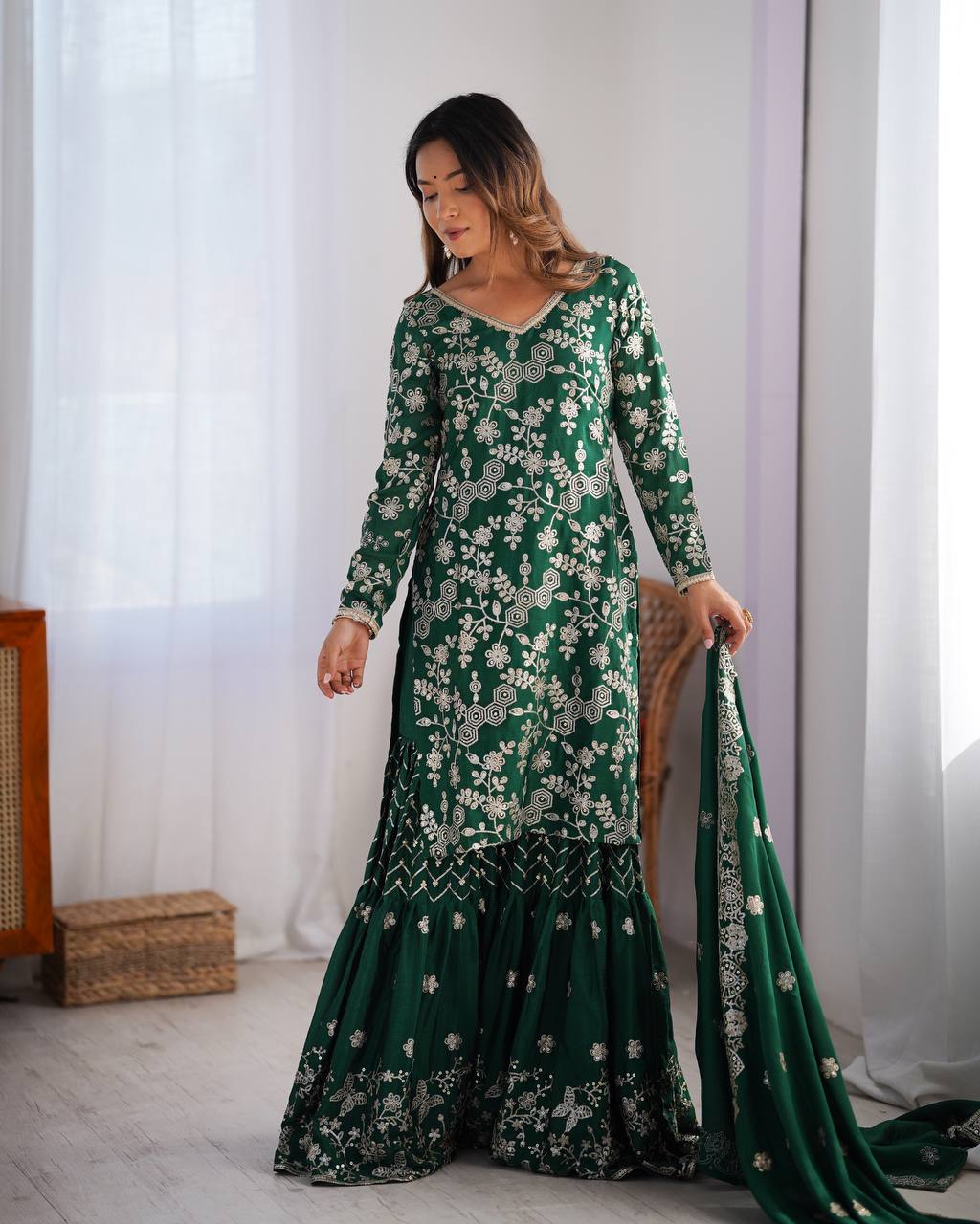 Green Sharara Suit