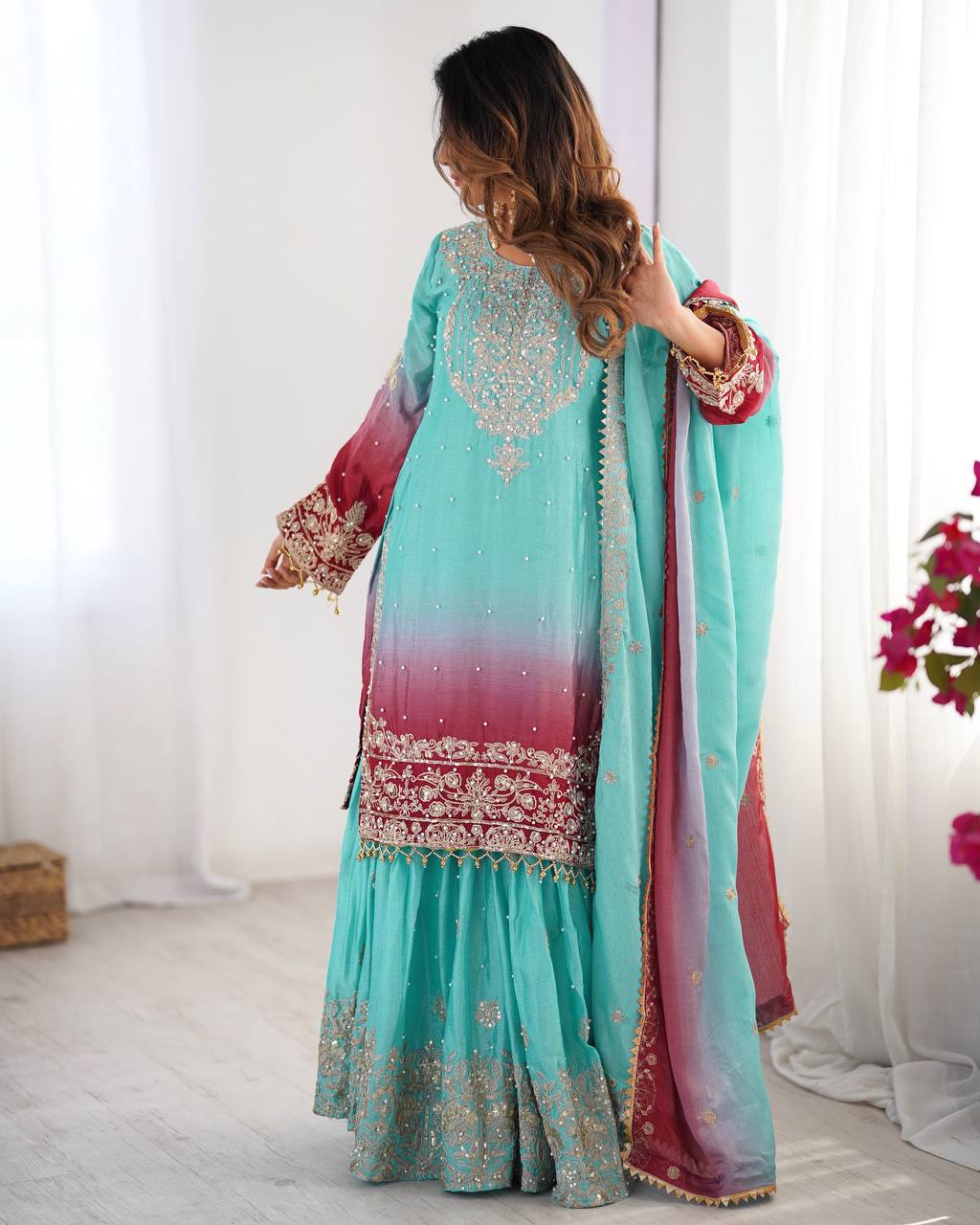 Sky Blue Sharara Dress For Wedding