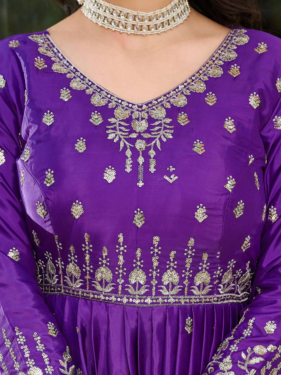 Purple Embroidered Anarkali Suit