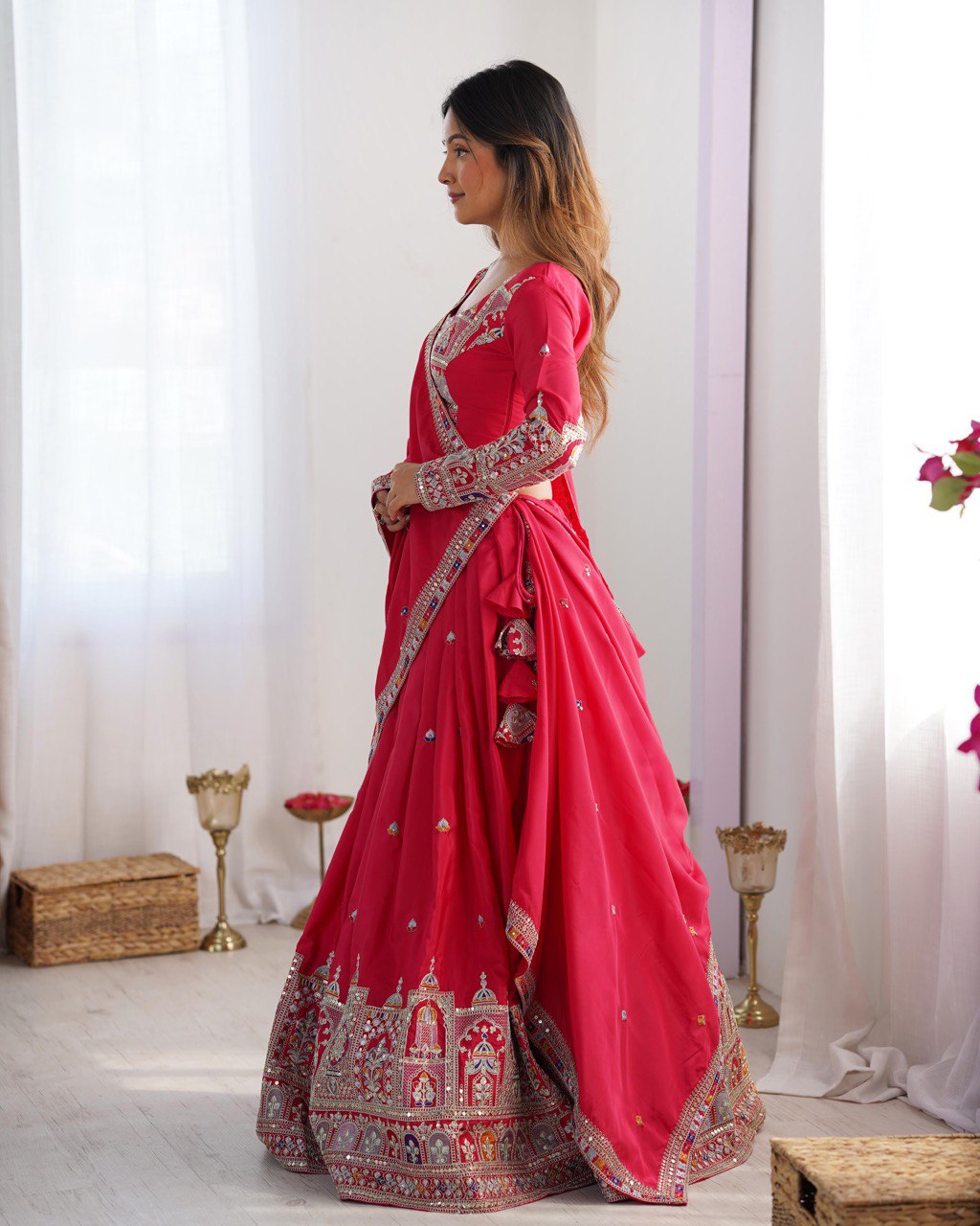 Red Sequnce Work Chaniya Choli