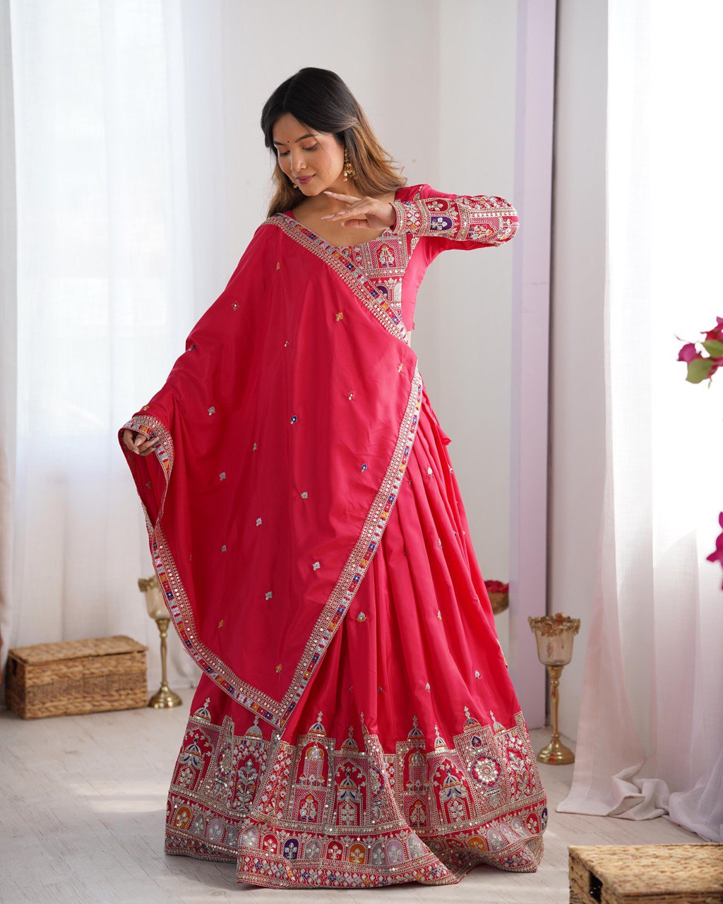 Red Sequnce Work Chaniya Choli