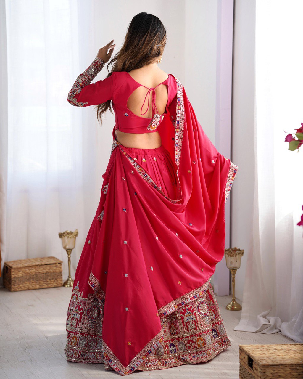 Red Sequnce Work Chaniya Choli