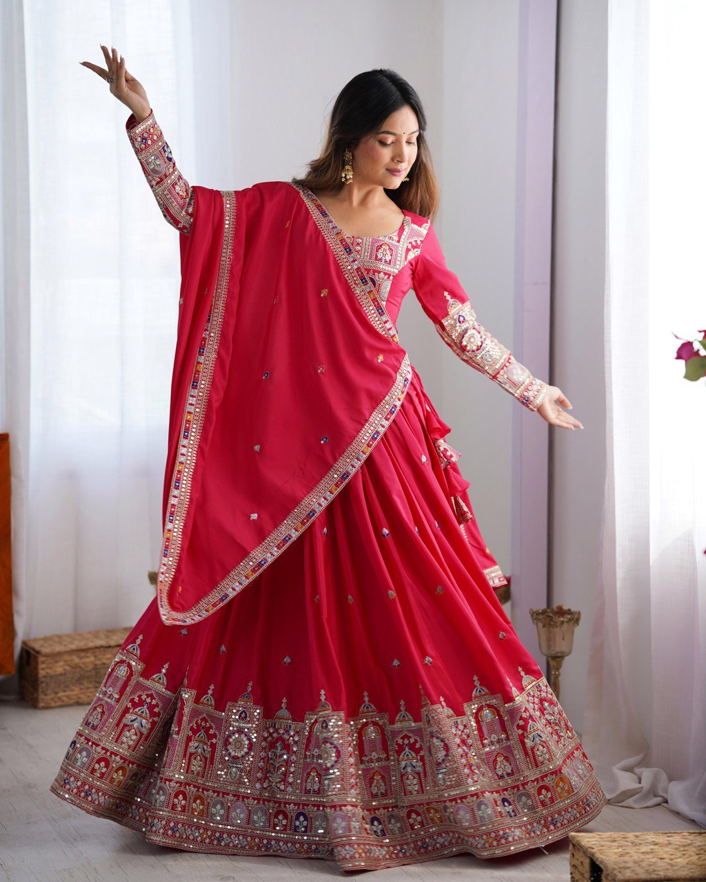 Red Sequnce Work Chaniya Choli