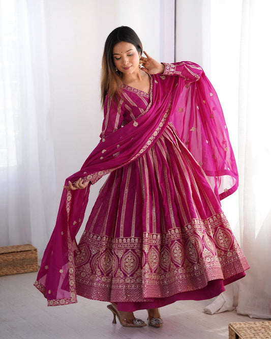 Pink Georgette Anarkali Salwar Suit