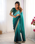 Lace Work Chinon Rama Saree