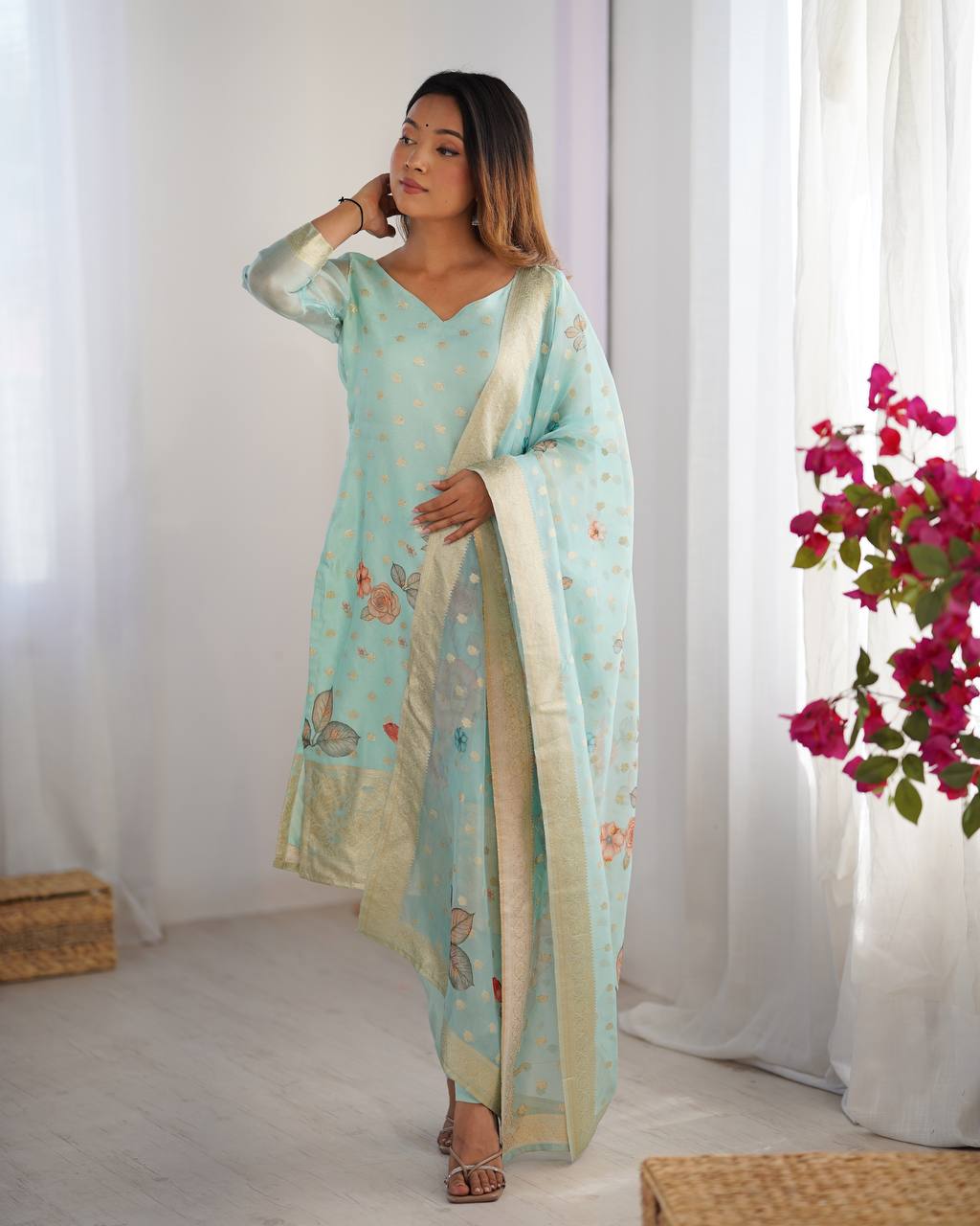 Chanderi Silk Kurta Set For Women