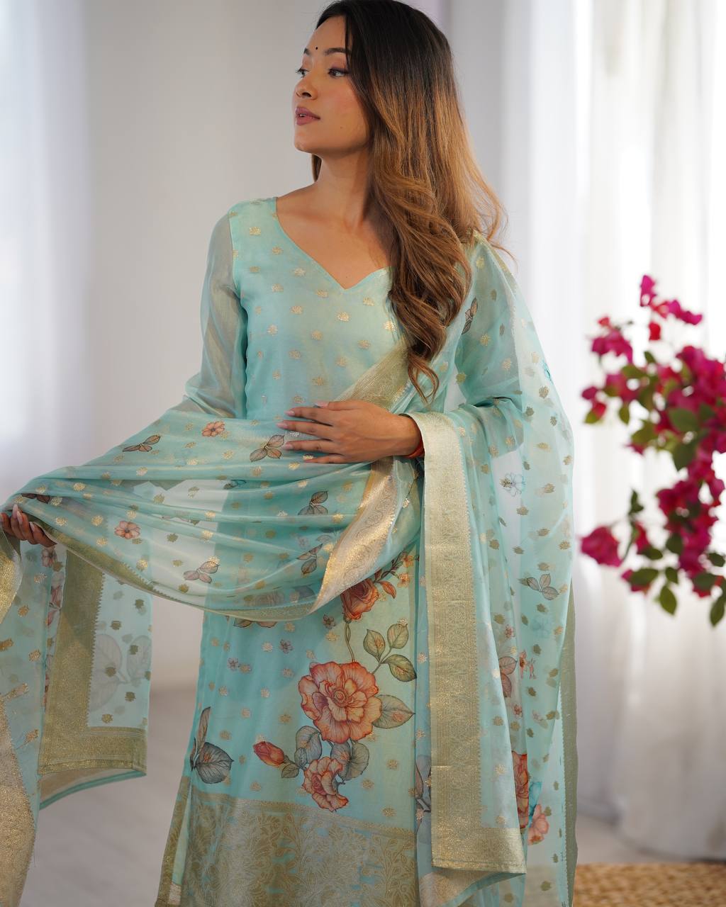 Chanderi Silk Kurta Set For Women