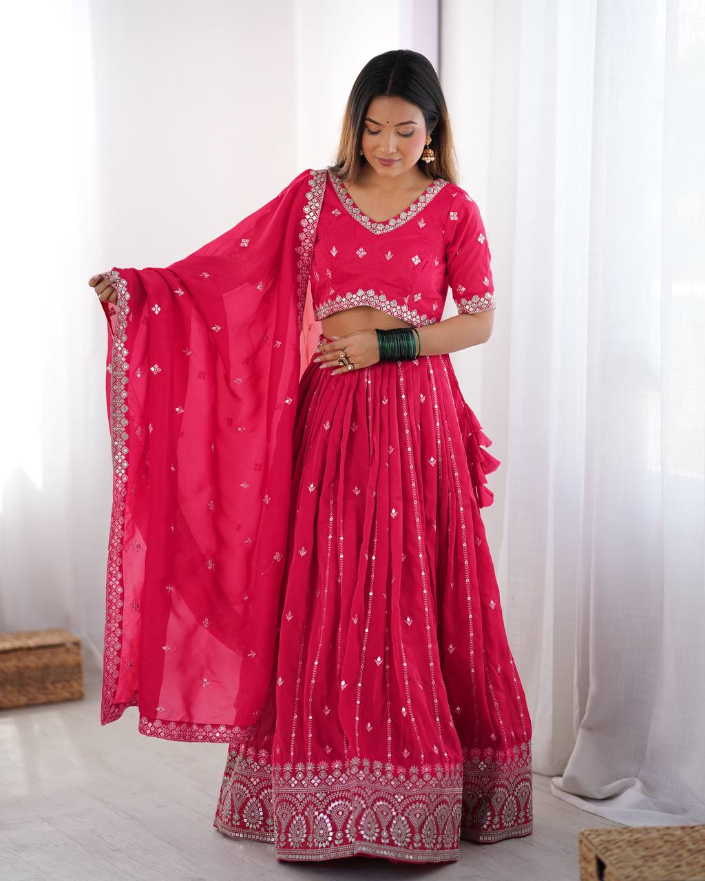 Pink Silk Lehenga Choli
