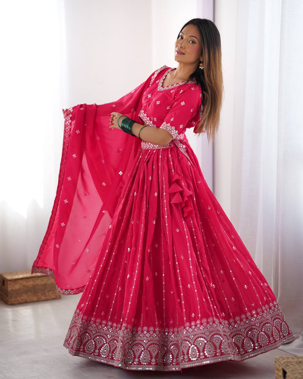 Pink Silk Lehenga Choli