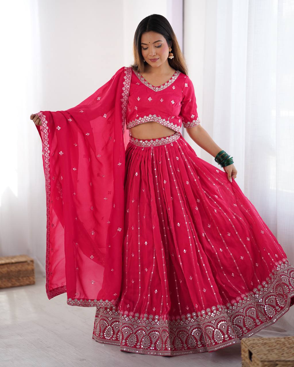 Pink Silk Lehenga Choli