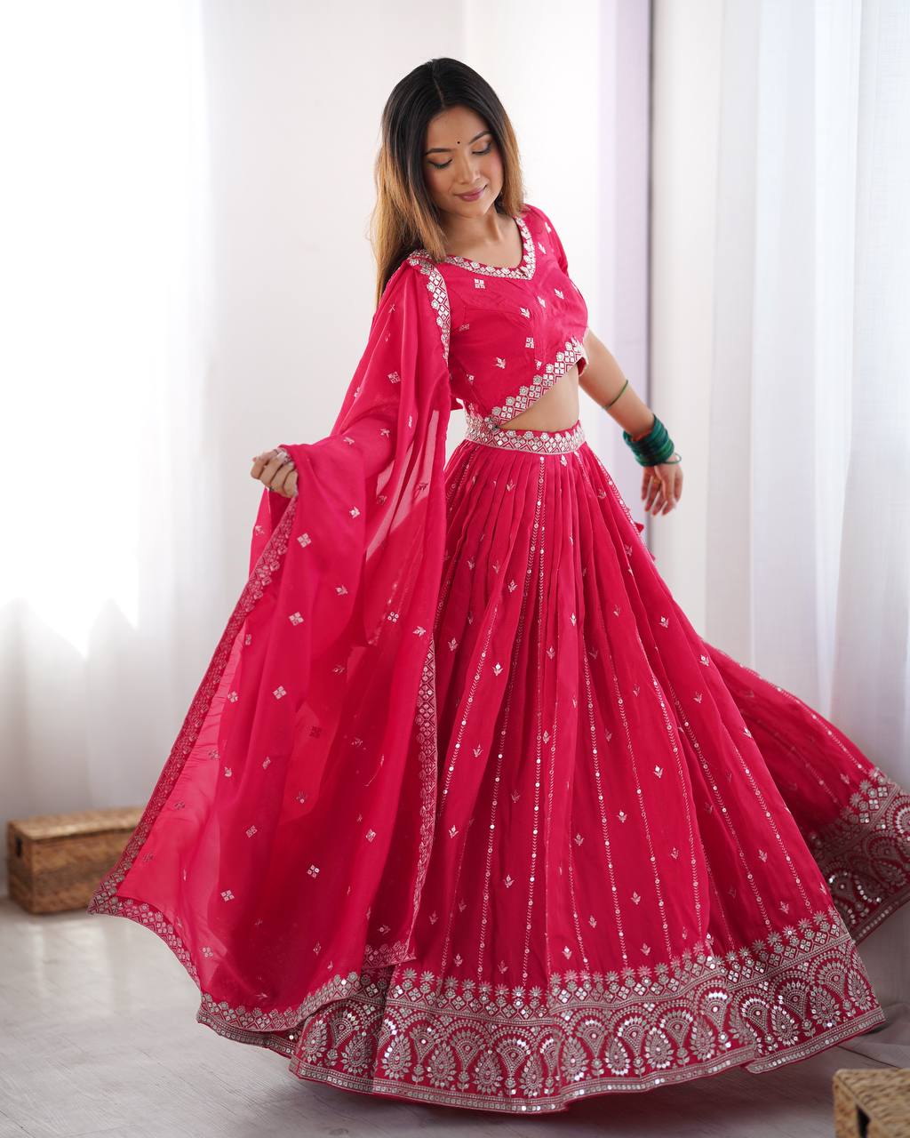 Pink Silk Lehenga Choli